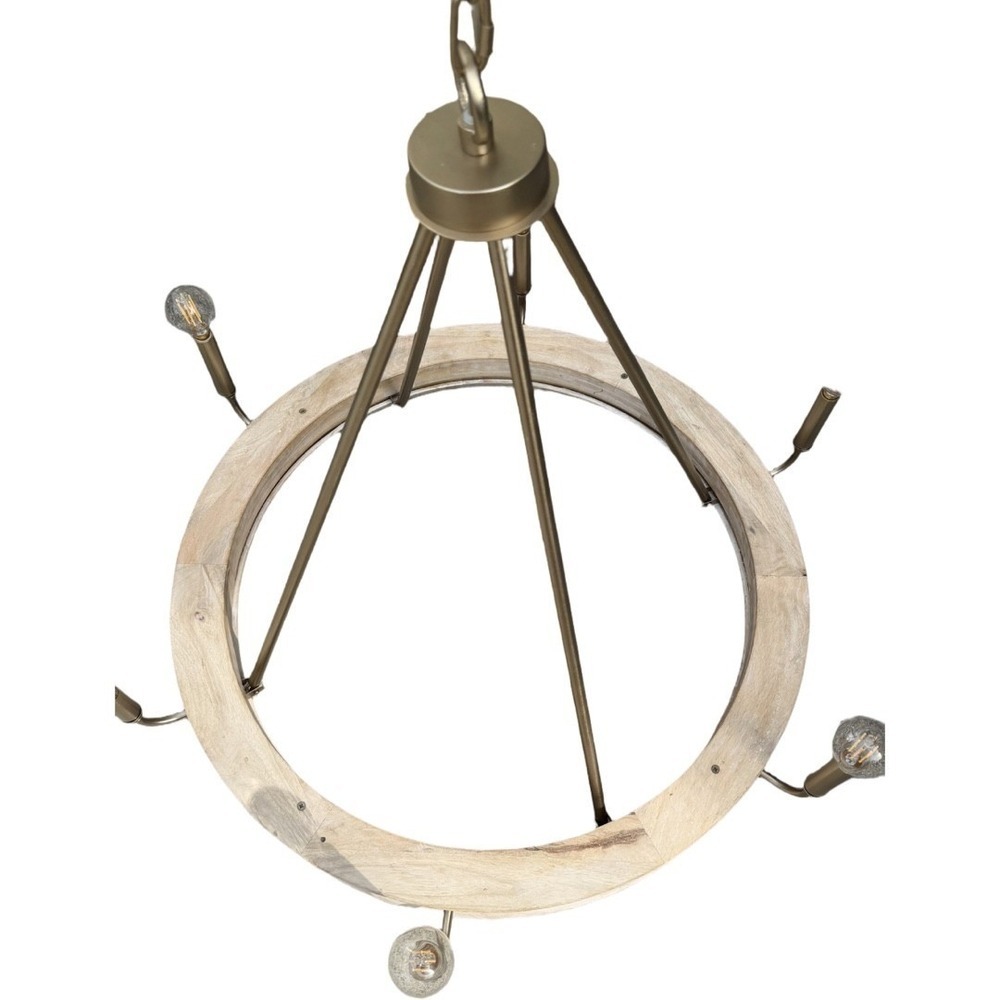 Capital Finn 6-Light Chandelier White Wash Wood Matte Brass Farmhouse Dining - Picture 3 of 10